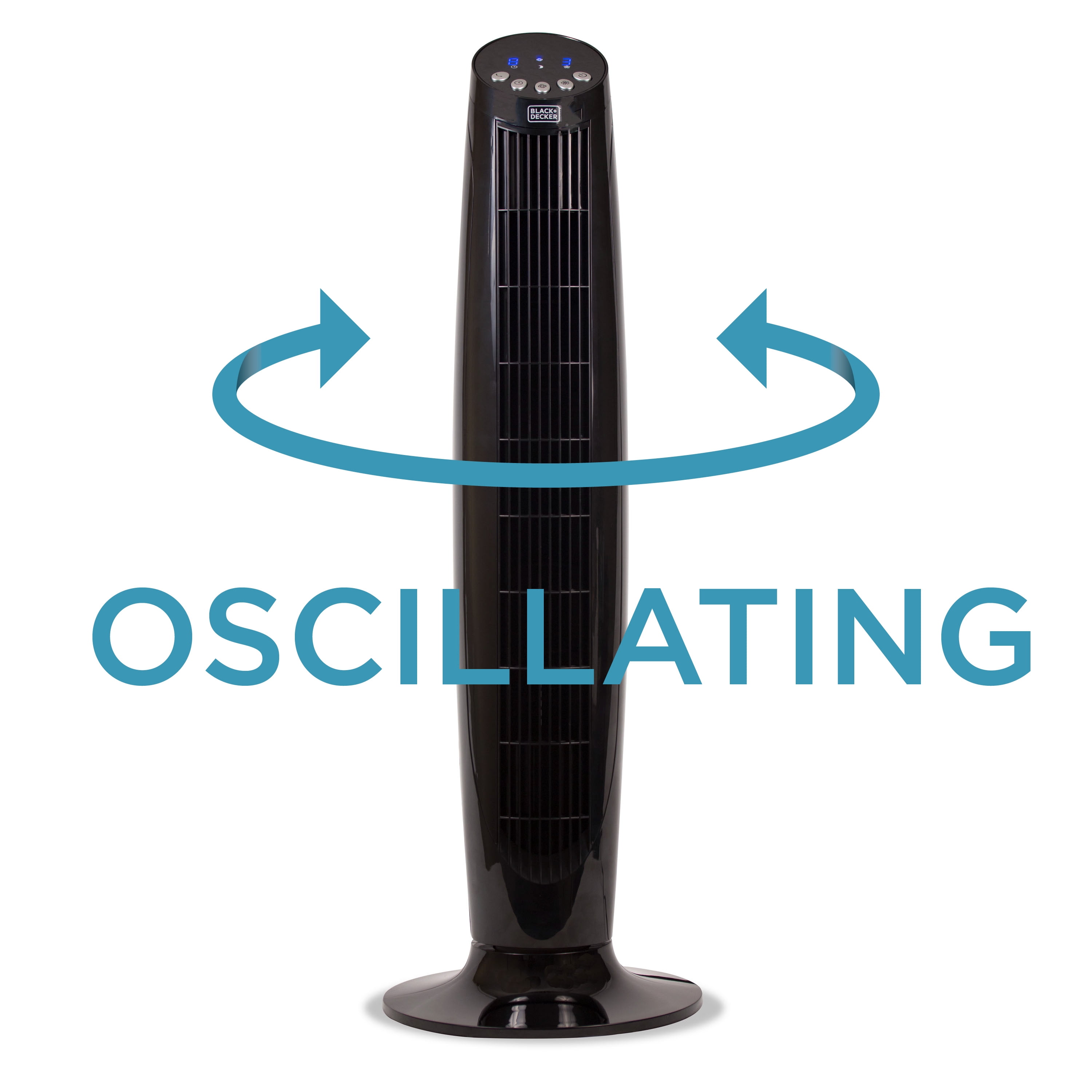 BLACK+DECKER 3-Speed 45-Watt 36-In. Digital Oscillating Tower Fan with Remote, BFTR36B, New
