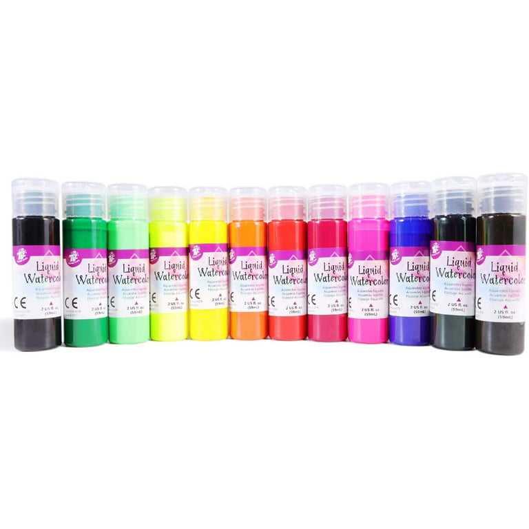 The Best Crafts-Liquid Watercolor Paint Set, 12 Vibrant Colors( 2oz./59ml  Each Bottle ), Water Based Paint for Kids and Adult, Perfect Art and Crafts  Supplies for Calligraphy, Painting, Crafts - STEM