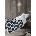 thumbnail image 1 of Navy Blue Reversible Sherpa Plush Fleece Throw Blanket: Moroccan Trellis Design, Soft and Plush, 50" x 60", 1 of 1