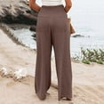thumbnail image 6 of fartey Prime Day Deals Today 2024 Womens Cotton Linen Wide Leg Pants Breathable Solid Color Lounge Beach Pants Elastic High Waist Pockets Baggy Trousers, 6 of 6