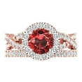 thumbnail image 2 of Clara Pucci 14K Rose Gold 1.795 Natural Garnet Engraveable Engagement Ring + Wedding Band Set, 2 of 7