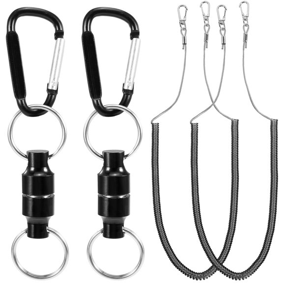 Lixada Support Magnétique de Déverrouillage de Filet de Pêche en 2 Pcs Connecteur de Filet à Trempage avec Corde Enroulée pour la Pêche à la Mouche