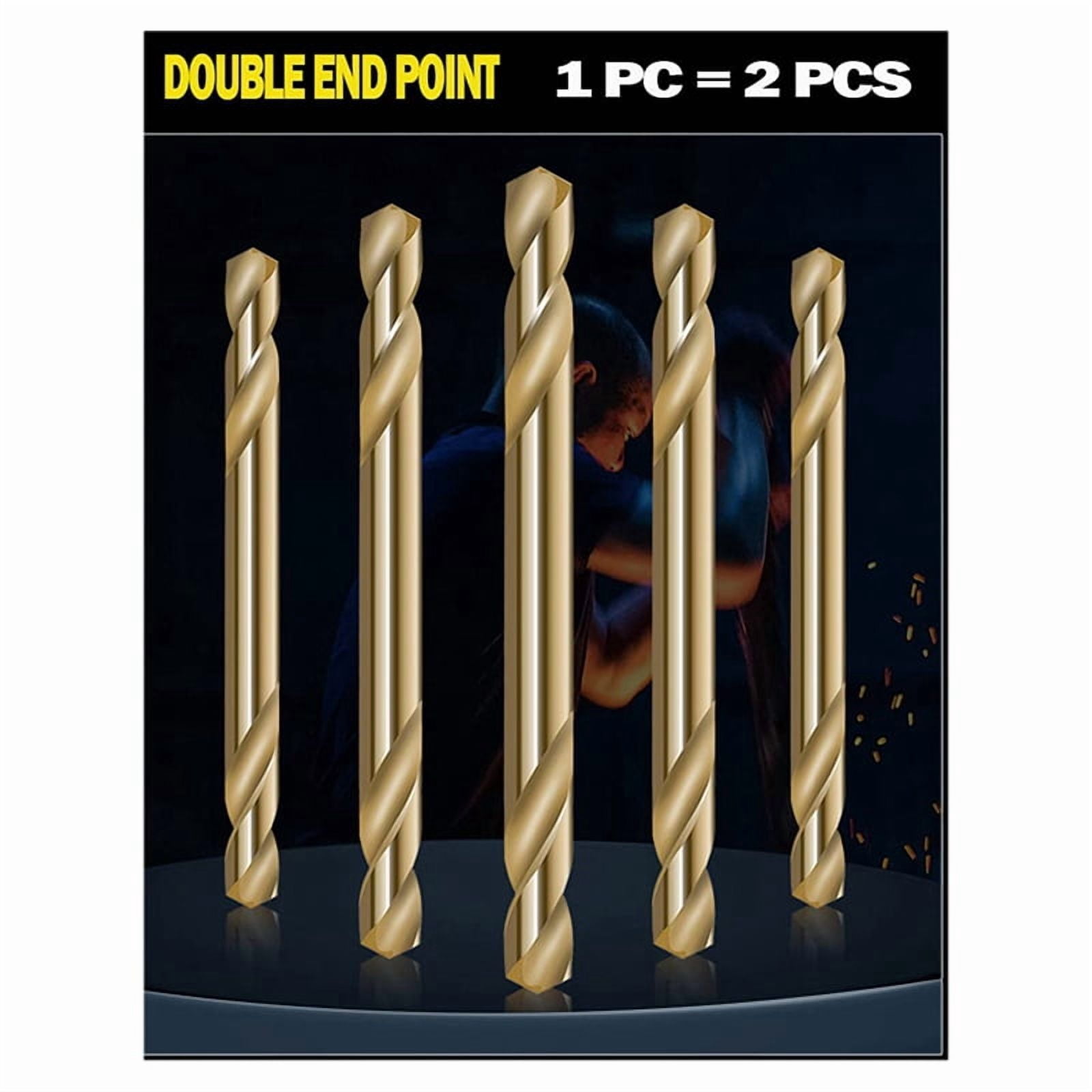 3.2mm Cobalt Drill Bits(60PCS),M35 HSSCO High Speed Steel Double Ends Stubby Body Twist Drill Bit Set for Hardened Metal