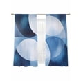 thumbnail image 2 of Abstract Circular Sheer Curtains 63 Inches Long 2 Panels White Blue Gradient Stitching Light Filtering Semi Sheer Window Curtains Drapes for Bedroom Living Room 52"x63", 2 of 7