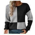 thumbnail image 1 of AherBiu Womens Long Sleeve Tops Crewneck Color Blocked Spring Fall Casual Blouse Pullover, 1 of 6
