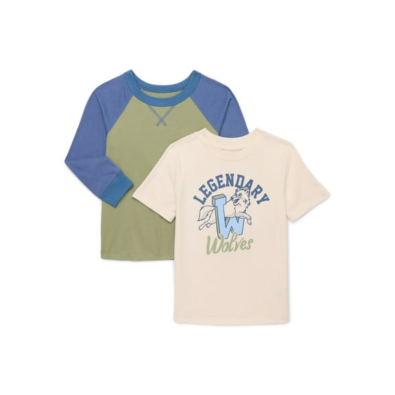 Wonder Nation Boys Tees with Long and Short Sleeves, 2-Pack, Size 4-10