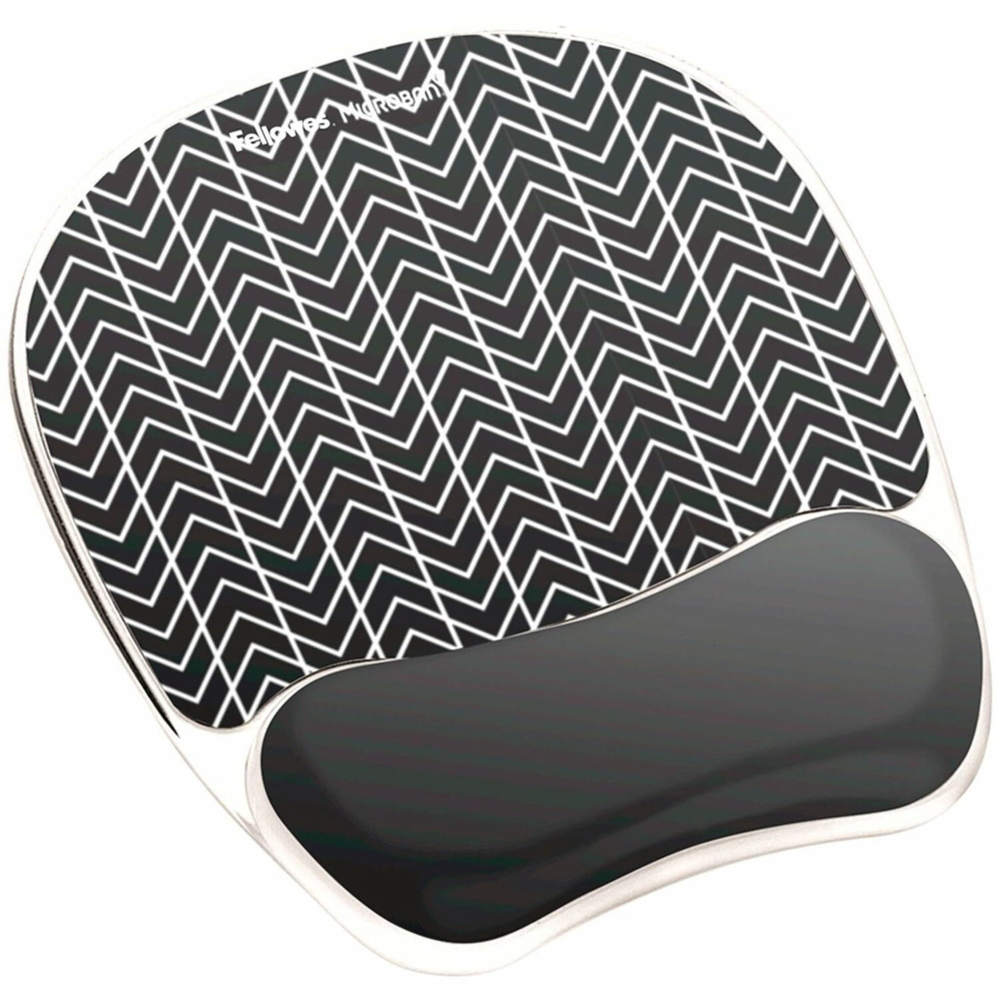 Fellowes Photo Gel Mouse Pad with Wrist Rest with Microban Protection, 7.87 x 9.25, Chevron Design