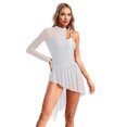 thumbnail image 2 of TiaoBug Women's Lyrical Ballet Contemporary Dance Ice Skating Asymmetrical Dress White XL, 2 of 7