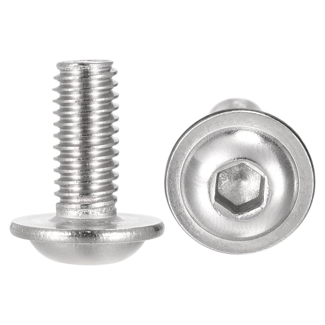 Unique Bargains M6 x 14mm 304 Stainless Steel Flanged Button Head Socket Cap Screws 20 Pack
