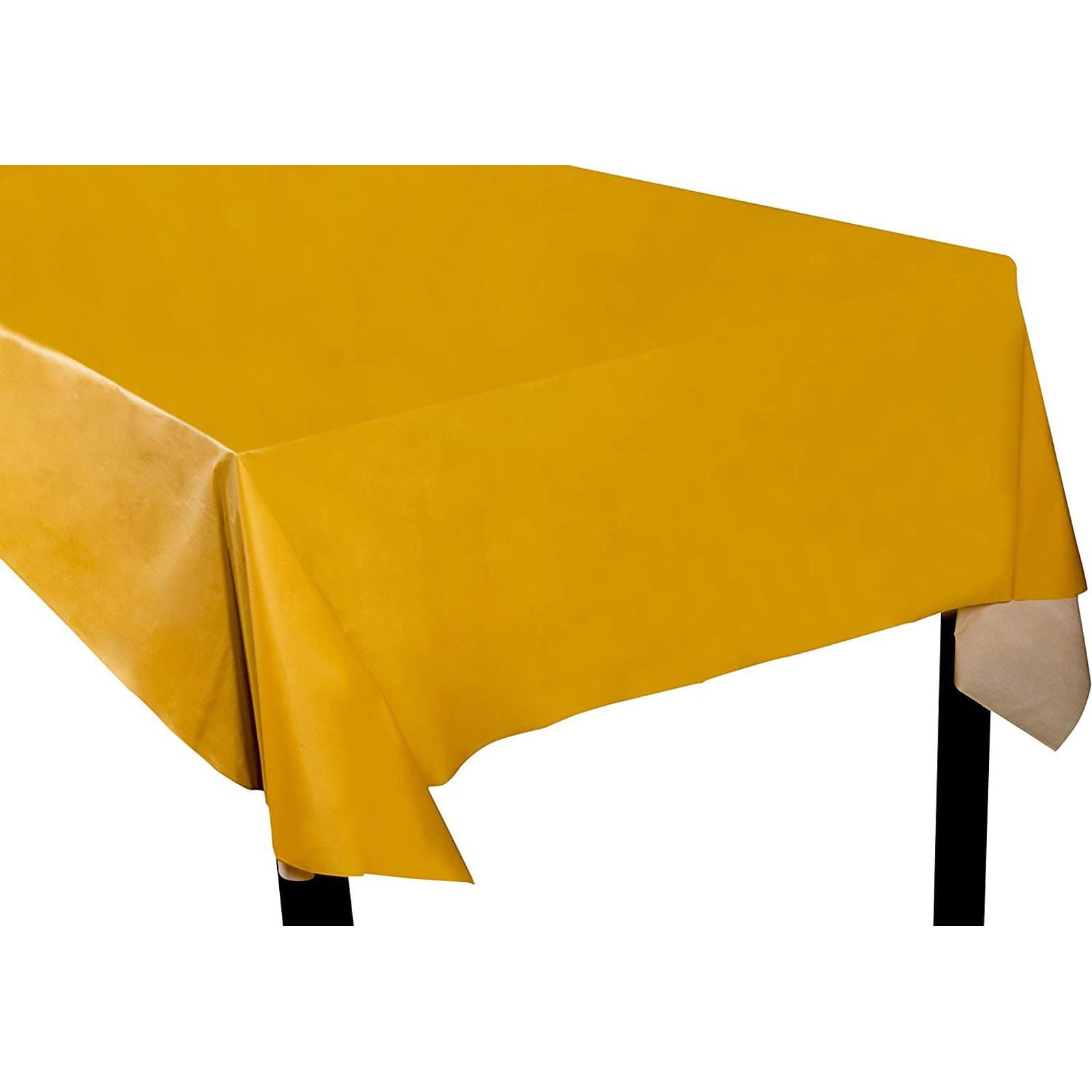 Yellow NA Disposable Tablecloth Rectangle PE Table Cover Oil Stain Resistant Tablecloth Protector 54 x 108 inches