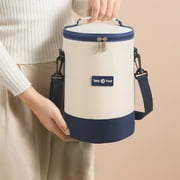 Insulated Cylinder Lunch Bag | 3-Layer Thermal Bento Box with Shoulder Strap | Keep Food Hot or Cold | Water & Oil Resistant | 17.5x17.5x26.5cm