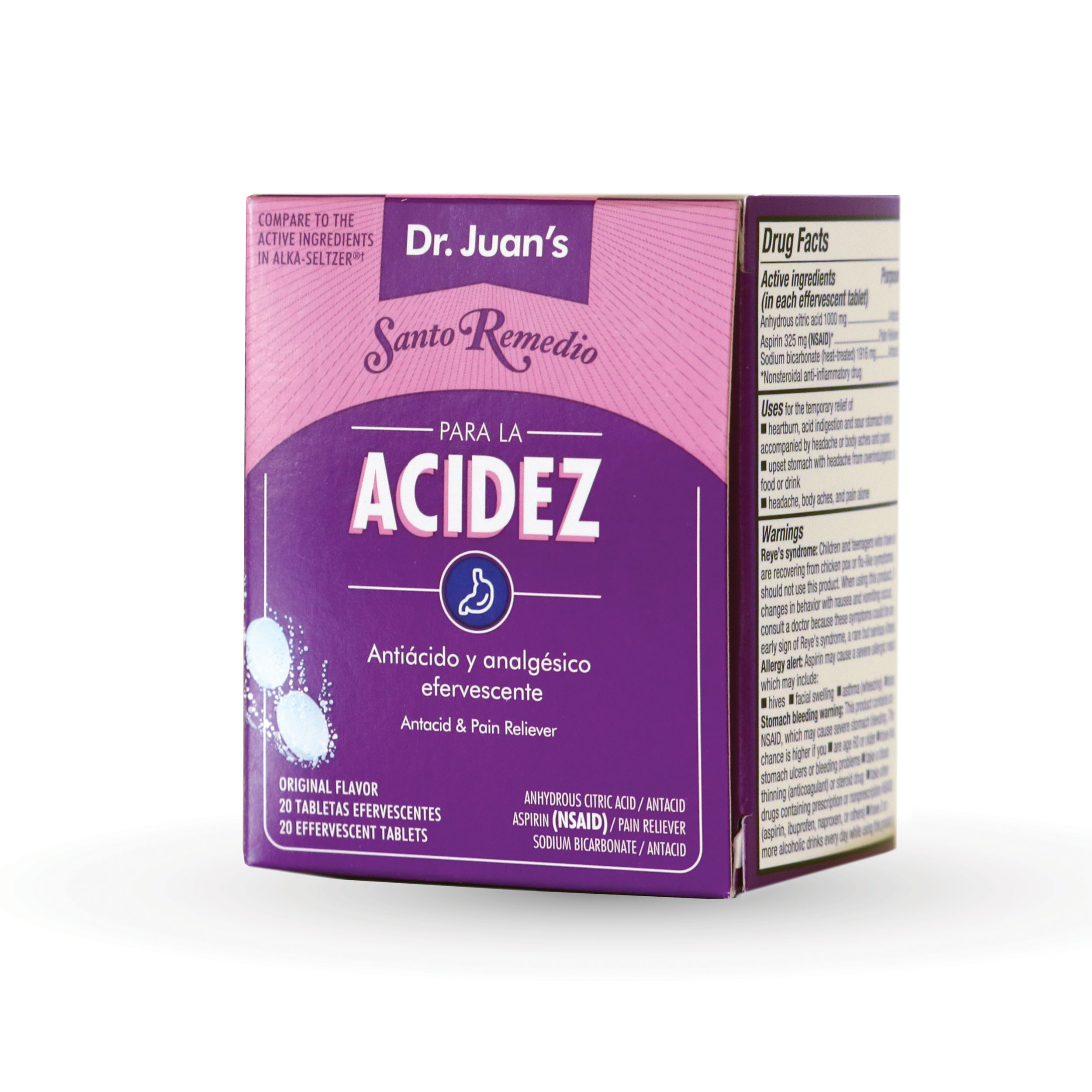 Santo Remedio Para La Acidez Antacid Effervescent Tablets 20 Ct