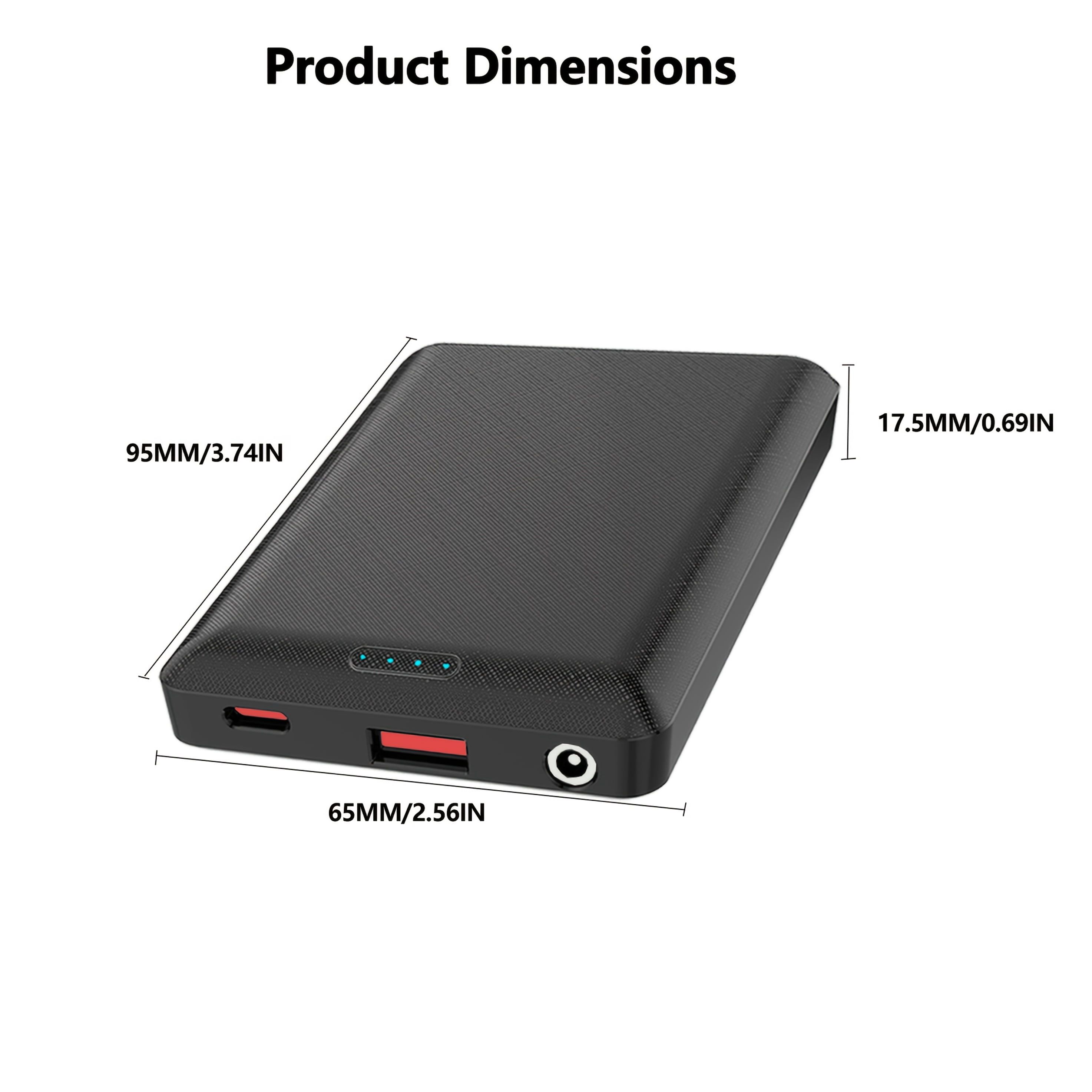 5000/20000mAh Power Bank Portable Charge DC5V 3A Output USB Output Type C Output Portable Charger Phone External Battery Pack for Heating Vest Jacket Scarf Gloves Electric Heating Equipment(1pc/2pcs)