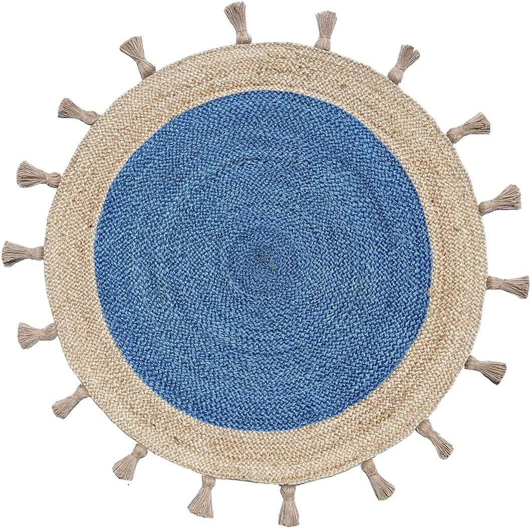 Avgari Creation Round Blue Farm House Area Living Room Indoor Outdoor