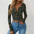 thumbnail image 5 of Women's Ribbed Knit Camo Henley Shirts Plus Size V Neck Fitted Long Sleeve Button Down Tunic Tops, 5 of 6