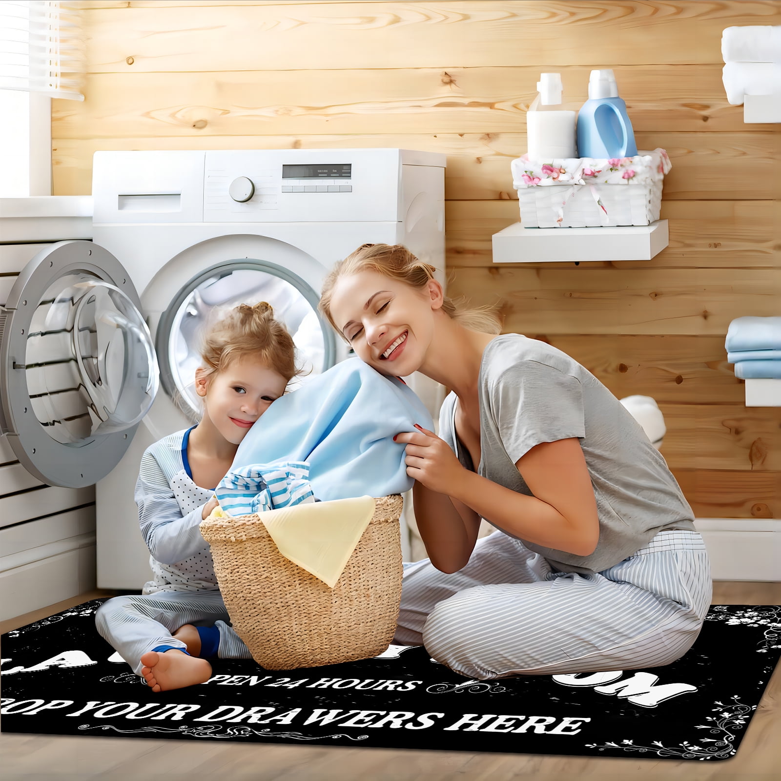 Laundry Room Rug Runner Stylish eyecy Non-Slip Laundry Room Rug 20"x59", Versatile, Waterproof Runner for Laundry Room, Kitchen, and Bathroom, Mudroom Decor and Farmhouse Charm