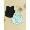 thumbnail image 4 of Bagilaanoe 2pcs Toddler Baby Girls Short Pants Set Sleeveless Letter Print Vest Tops + Shorts 6M 12M 18M 24M 3T Kids Casual Summer Outfits, 4 of 9
