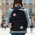 thumbnail image 6 of HUISZJ Polka Dot Backpack, Nylon Shoulder Bag with Pendant, Large Capacity Travel Daypack for Work Travel Outdoor (Black), 6 of 6