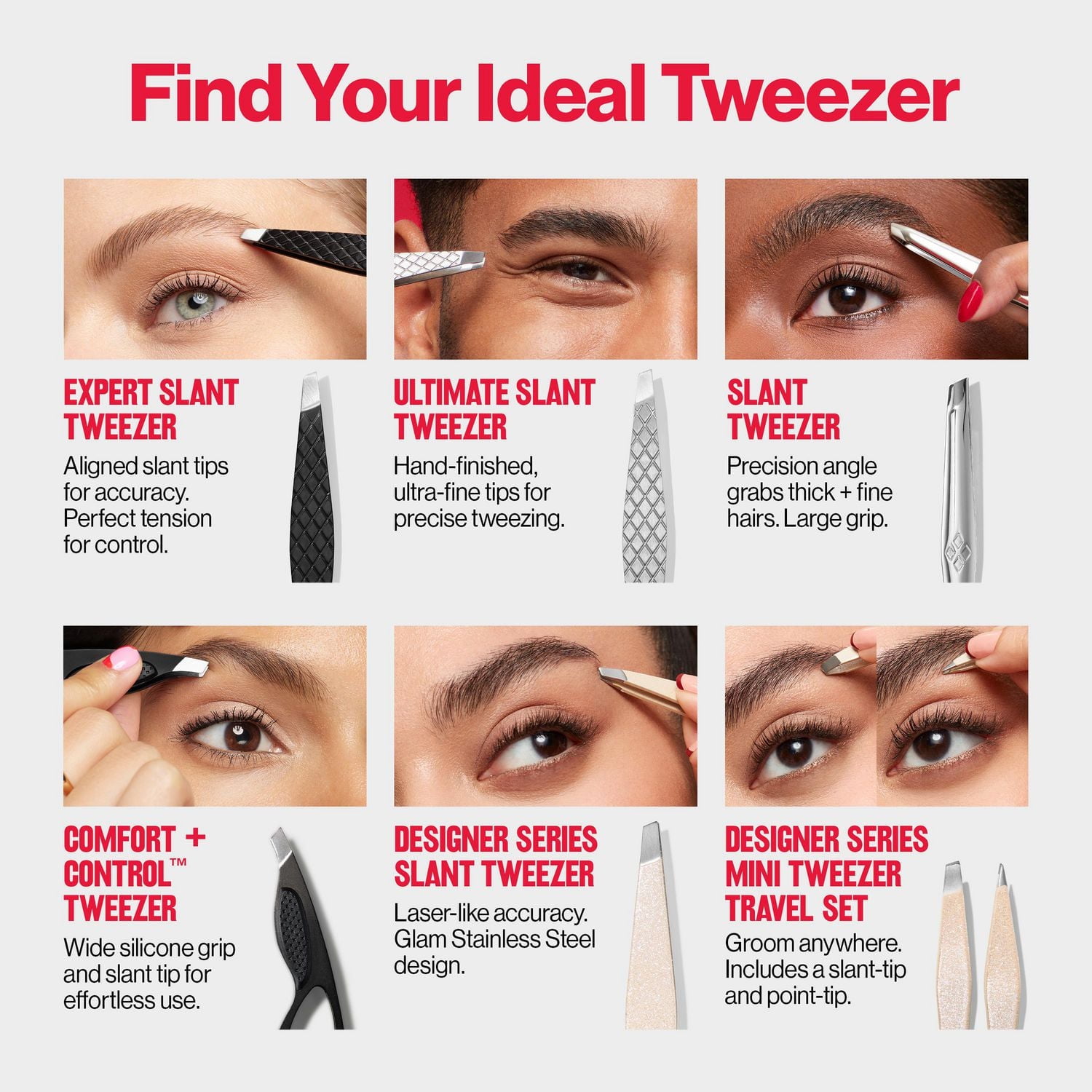 Revlon Ultimate Slant Tweezer, Hand-Finished Ultra-Fine Tips for Precise Hair Removal, Made With High-Quality Stainless Steel