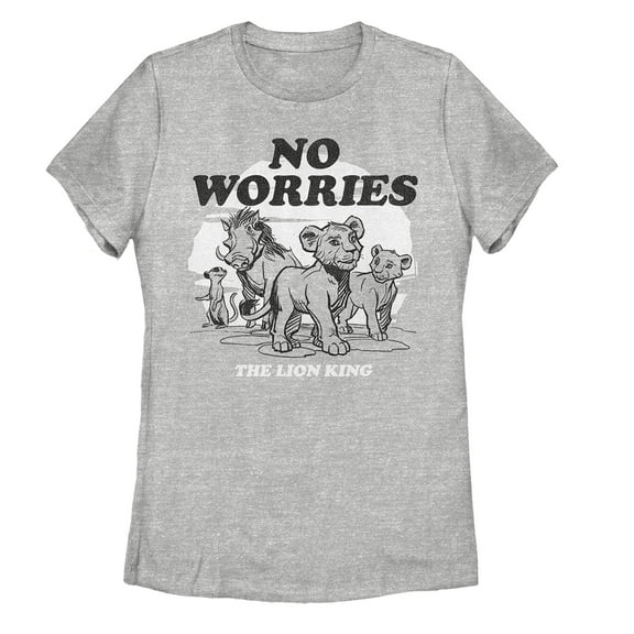 Women's Lion King No Worries Cartoon Graphic Tee Athletic Heather Medium