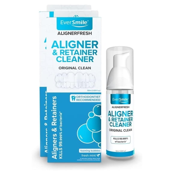 EverSmile AlignerFresh Original Clean Foam – Cleaner Compatible w/Invisalign and All Clear Aligners & Retainers – Eliminates