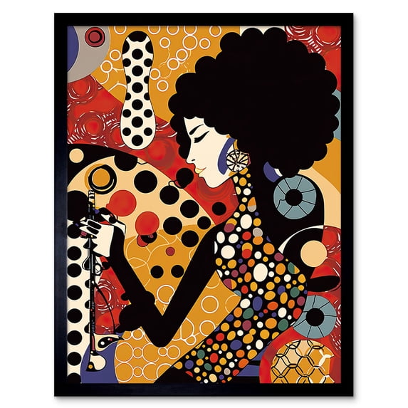 Soul Music Singer Multicoloured Dots Pattern Art Print Framed Poster Wall Decor 12x16 inch