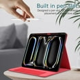 thumbnail image 4 of Case for iPad Pro 11" 2024 Cloth Texture Business Tablet Cover with Multi-Angle Flip Stand & Card Holder, Auto Wake/Sleep Full Body Protective Case for iPad Pro 11" 2024, Red, 4 of 8
