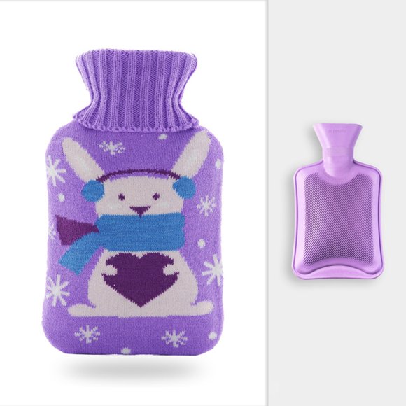 Mistaha Bouillotte en Caoutchouc de Qualité Supérieure, Bouillotte Classique avec Housse Tricotée Mignonne pour