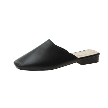 

Utoimkio Clearance Slide Sandals for Women Baotou Vintage Women s Shoes Toe Thick Heel Women s Sandals