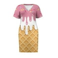 thumbnail image 4 of Yuyamidu Ice Cream Dresses for Women Plus Size XL Cute Beach Party Dress Casual Short Sleeve Elegant Dress Loose Summer Dress Oversized V Neck Dresses, 4 of 7