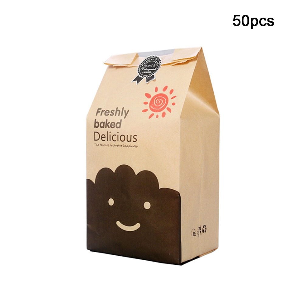50Pcs Gift Box Kraft Paper Cookie Packaging Envelope Biscuit Storage Brown Bags 