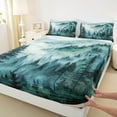 thumbnail image 3 of Manfei Farmhouse Nature Scenery Full Size Sheets, Teal Rustic Watercolor Bed Sheets, Teen Kid Adult Sheet Sets, Microfiber Bedroom Decor, 4 Pieces, 3 of 7