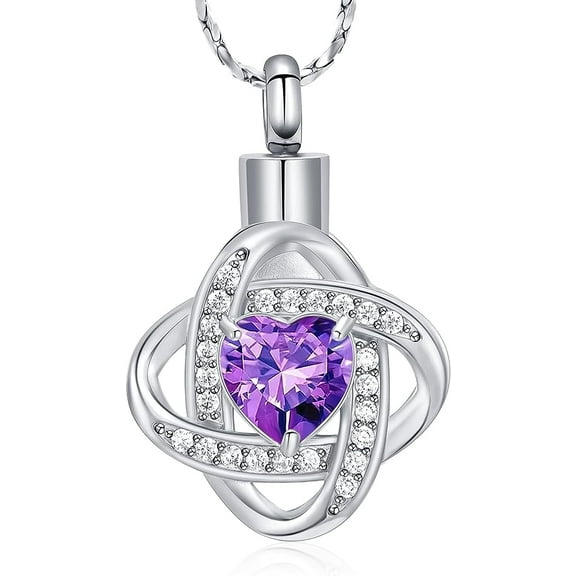 Celtic Knot Urn Necklace for Ashes Heart Infinity Pendant Birthstones Love Knot Jewelry Women Cremation Jewelry Urns Pendant