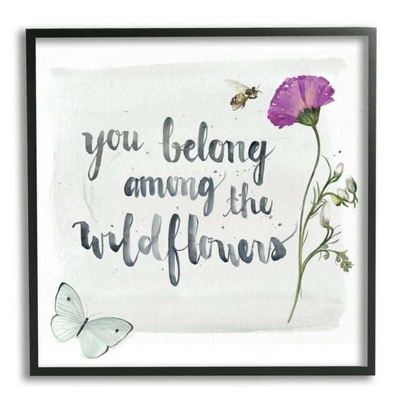 Stupell Industries Belong Among the Wildflowers Butterfly Bee Floral, 24 x 24, Designed by Jennifer Paxton Parker