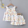 thumbnail image 2 of KPOPLK Toddler Baby Girl Clothes 2 Piece Short Set Tank Tops Sleeveless Shirt Matching Hawaiian Outfit Summer(4-5 Years,White), 2 of 4