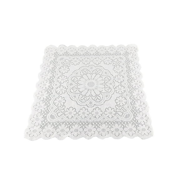 Verdant Touch Nappe en dentelle à motif creux doux et confortable simple dentelle décorative pour la maison, le café, dentelle blanche, 60 x 60 cm