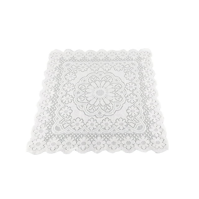 Mantel de encaje blanco simple: tela de fondo suave, cómoda y decorativa para el hogar y la cafetería (60x60 cm)