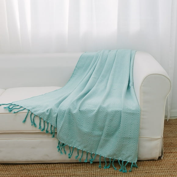 Motif Chevron Turquoise avec Franges