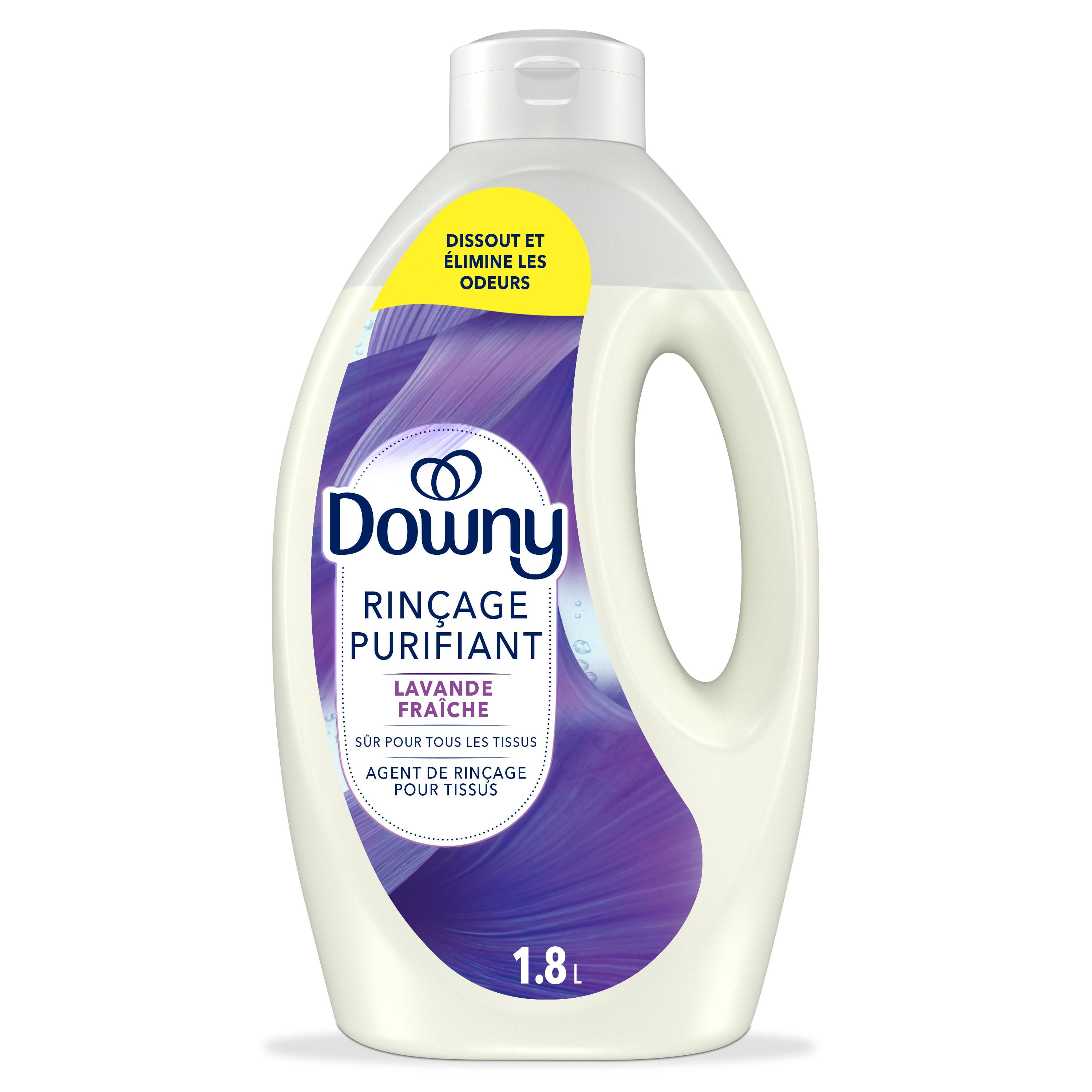 Agent de rinçage purifiant éliminateur d’odeurs pour lessive Downy, parfum Lavande fraîche, assouplissant textile et agent de rinçage éliminateur d’odeurs 1.8 L