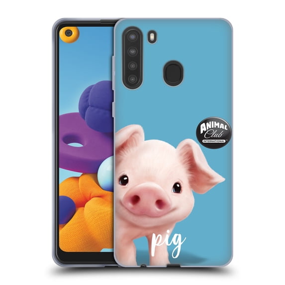 Head Case Designs Officially Licensed Animal Club International Faces Pig Soft Gel Case Compatible with Samsung Galaxy A21 (2020)