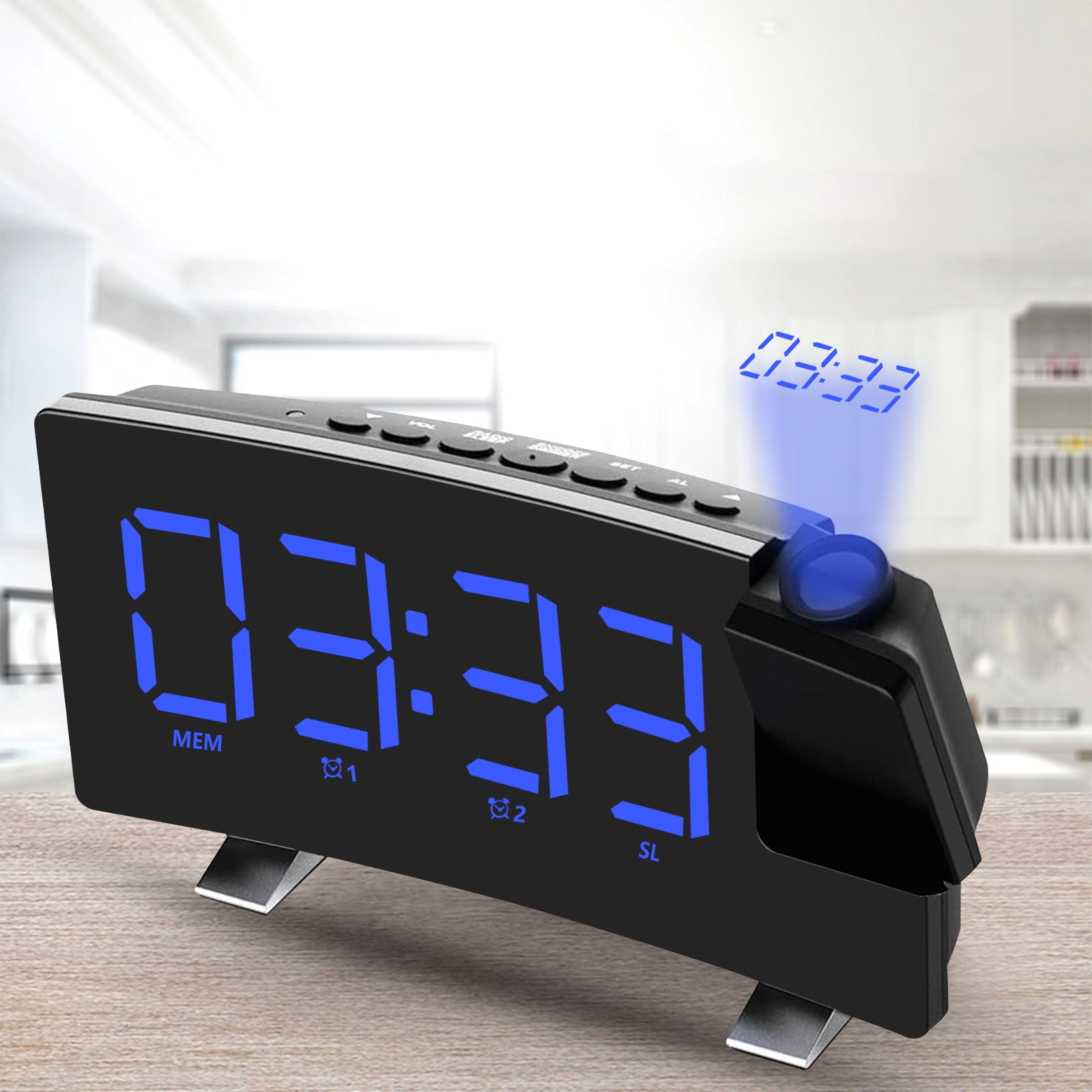 Dual Alarm Clock with Battery Backup, USB Charger, Adjustable Dimmer