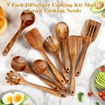 thumbnail image 5 of Natural Teak Wood Kitchen Utensils Set, 9 Piece Thickened Wooden Spoons and Spatula for Cooking, Non-Stick Heat Resistant Cookware, Brown, 5 of 10