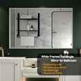 thumbnail image 2 of 40x30 Inch Metal White Frame Mirror for Bathroom, Brushed Rectangular Corner Vanity, Lightweight Deep Set Design Large Wall Mirrors Decorative, Hangs Horizontal & Vertical, 2 of 7