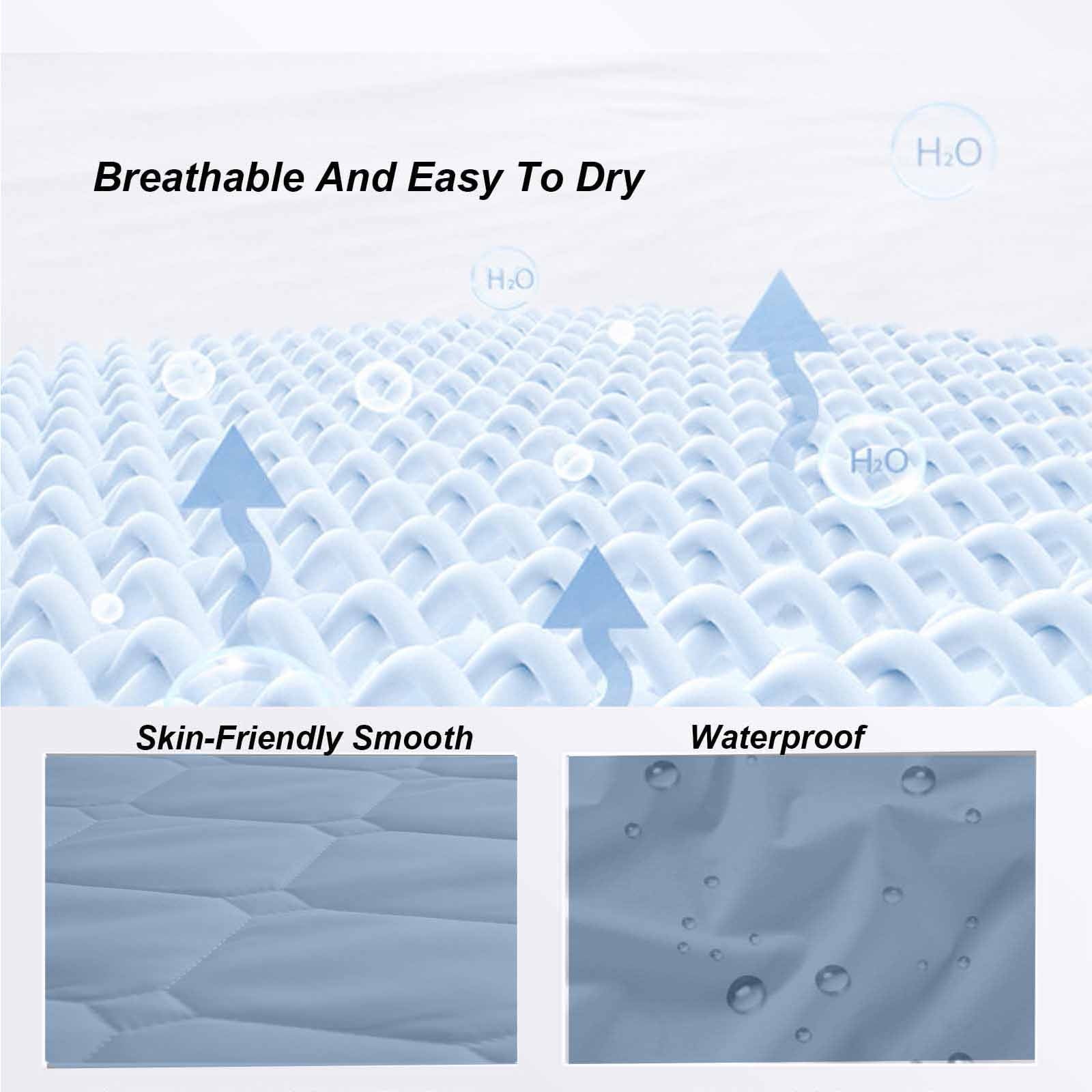 Hmgxay Polyester Mattress Protector, 60"x80" Waterproof Bed Sheet Cover - Soft Cotton Bedspread with 360 Degree Wrap, Fitted Mattress Cover for Skin-Friendly Comfort(Blue)