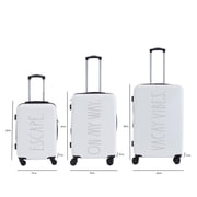 Rae Dunn 3 Piece Expandable Rolling Luggage Set in White
