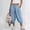 Sky Blue women linen capri pants a1, variant on Cagogo Women Cotton Linen Harem Pants Elastic Waist Flowy Casual Capri Pants with Pockets Loose Regular Fit Cropped Travel Lounge Trousers Summer Beach Wear, Pink L