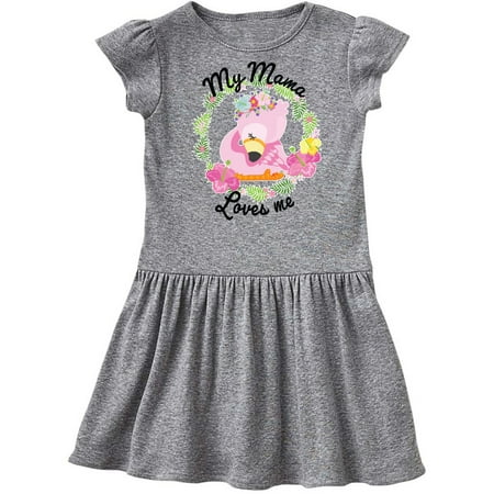 

Inktastic Baby Flamingo My Mama Loves Me in Flower Wreath Gift Toddler Girl Dress