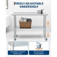thumbnail image 1 of EDTara Table de Préparation Commerciale en Acier Inoxydable avec 4 Roues, Établi de Cuisine 48x24 Pouces, Tablette Inférieure Réglable, Table Robuste Parfaite pour Restaurants, Garages et Cuisine Extérieure, 1 of 7