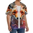 thumbnail image 2 of Pofeuu Color Splash Fox Portrait Print Mens Casual Short Sleeve Shirts Beach Summer Spread Collar Pocket Tops Men's Casual Short-sleeved Shirt-XX-Large, 2 of 5