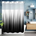 thumbnail image 6 of No Hook Shower Curtains with Snap-in Liner Set, Black White Waterproof Hotel Style Bathroom Shower Curtain, Modern Geometric Abstract Gradient Striped Breathable Mesh Top Bath Curtains 60''x72'', 6 of 9